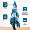 Superior Striped Cotton Reversible Beach Towel Set, 6 PC, Multi Color(Turquoise)