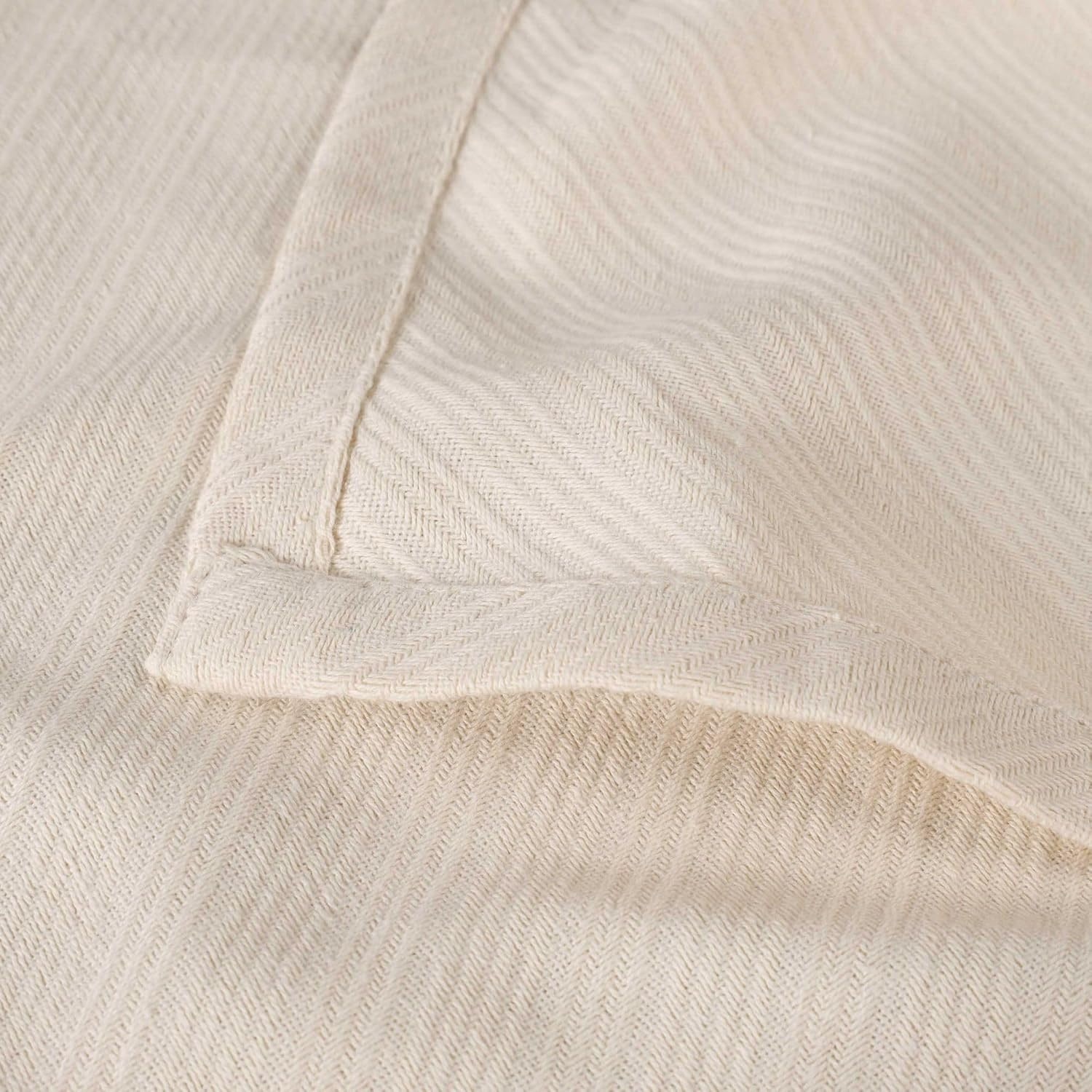image:imageSUPERIOR Milan Cotton Blanket for Picnic Beach Traveling or Camping Bedroom Decor Essentials Cover for Bed Couch Lounging Textured Jacquard Striped Woven Blanket California King WhiteIvory