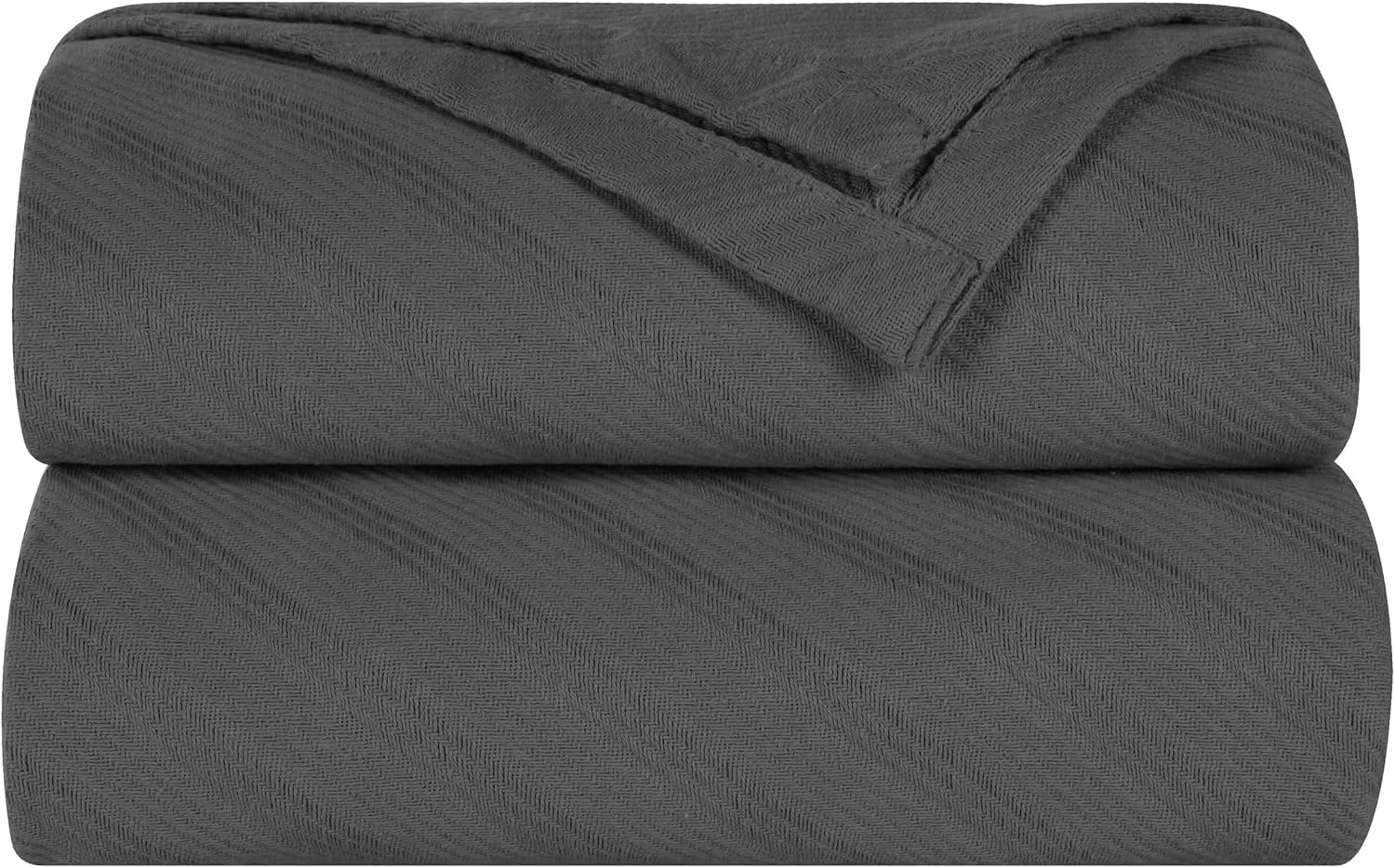 image:imageSUPERIOR Milan Cotton Blanket for Picnic Beach Traveling or Camping Bedroom Decor Essentials Cover for Bed Couch Lounging Textured Jacquard Striped Woven Blanket California King WhiteCharcoal