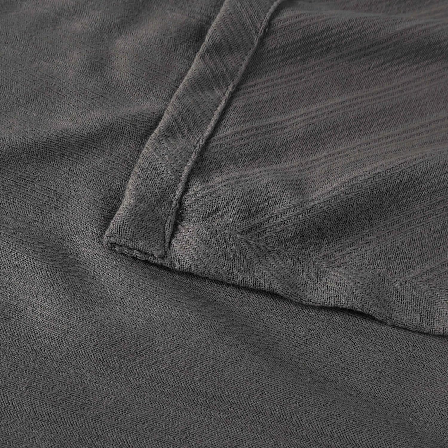 image:imageSUPERIOR Milan Cotton Blanket for Picnic Beach Traveling or Camping Bedroom Decor Essentials Cover for Bed Couch Lounging Textured Jacquard Striped Woven Blanket California King WhiteCharcoal