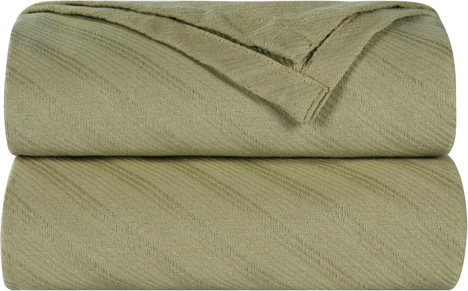 image:imageSUPERIOR Milan Cotton Blanket for Picnic Beach Traveling or Camping Bedroom Decor Essentials Cover for Bed Couch Lounging Textured Jacquard Striped Woven Blanket California King WhiteSage