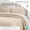 SUPERIOR 2 Piece Celtic Circles Cotton Bedspread Set, Decorative Bed Spread, Home Bed Decor, 1 Pillow Sham, Medium Weight Blanket, Matelasse Coverlet Bedding, Wedding Ring Design, Full, Charcoal(Beige)