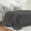 SUPERIOR Milan Cotton Blanket, for Picnic, Beach, Traveling or Camping, Bedroom Decor, Essentials, Cover for Bed, Couch, Lounging, Textured Jacquard, Striped Woven Blanket, California King, White(Charcoal)