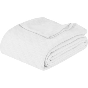 SUPERIOR Milan Cotton Blanket, for Picnic, Beach, Traveling or Camping, Bedroom Decor, Essentials, Cover for Bed, Couch, Lounging, Textured Jacquard, Striped Woven Blanket, California King, White(White)