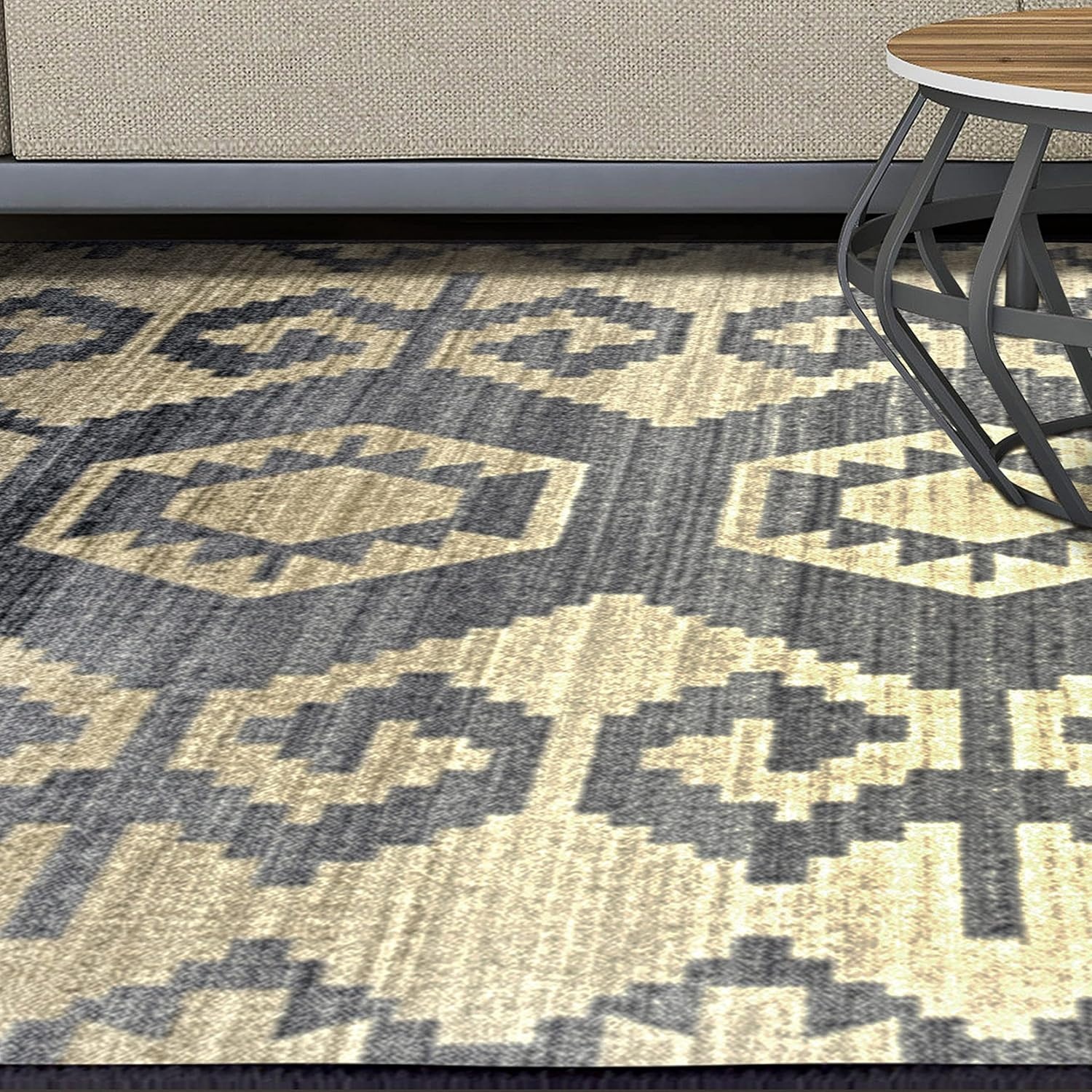 image:imageSuperior Catori Rustic Indoor Washable Area Rug Perfect for Living Room Bedroom Farmhouse Kitchen Under Dining Table Rug for Home and Office Ideal for on Tile amp Carpet 27 x 8 BlueGray21 x 28 Rectangular