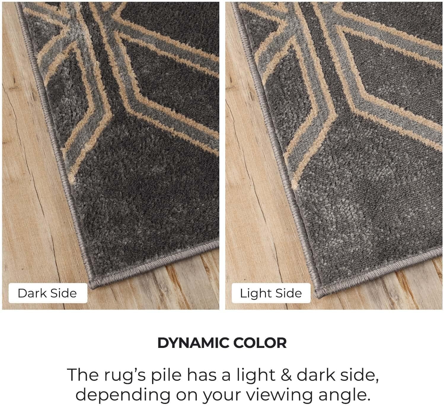 image:imageSuperior Indoor Runner Rug Plush Soft Rugs for Office Dining Kitchen Floors Modern Aesthetic Geometric Diamond Lattice Floor Decor Abner Collection 2 7 x 8 Grey