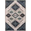 Superior Indoor Area Rug, Jute Backing, Plush Floral Paisley Rugs for Entryway, Kitchen Floors, Office Floor Cover, Damask Medallion Rugs, Parkway Collection, 5′ x 8′, White/Navy Blue