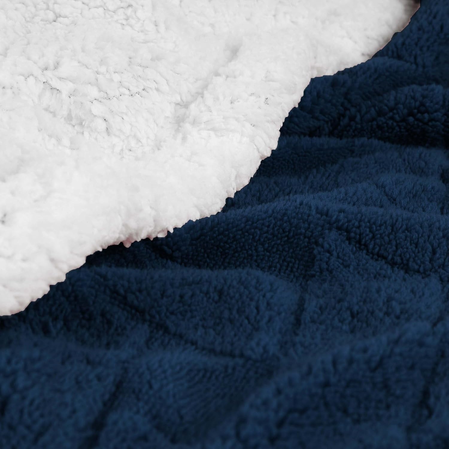 image:imageSUPERIOR Fleece Reversible Lattice Blanket Decorative Blankets for Bedroom Sofa Fuzzy Plush Fluffy Soft Cute Room Decor Beautiful Cover Comfort Essentials Nuuk Collection FullQueen RustNavy Blue