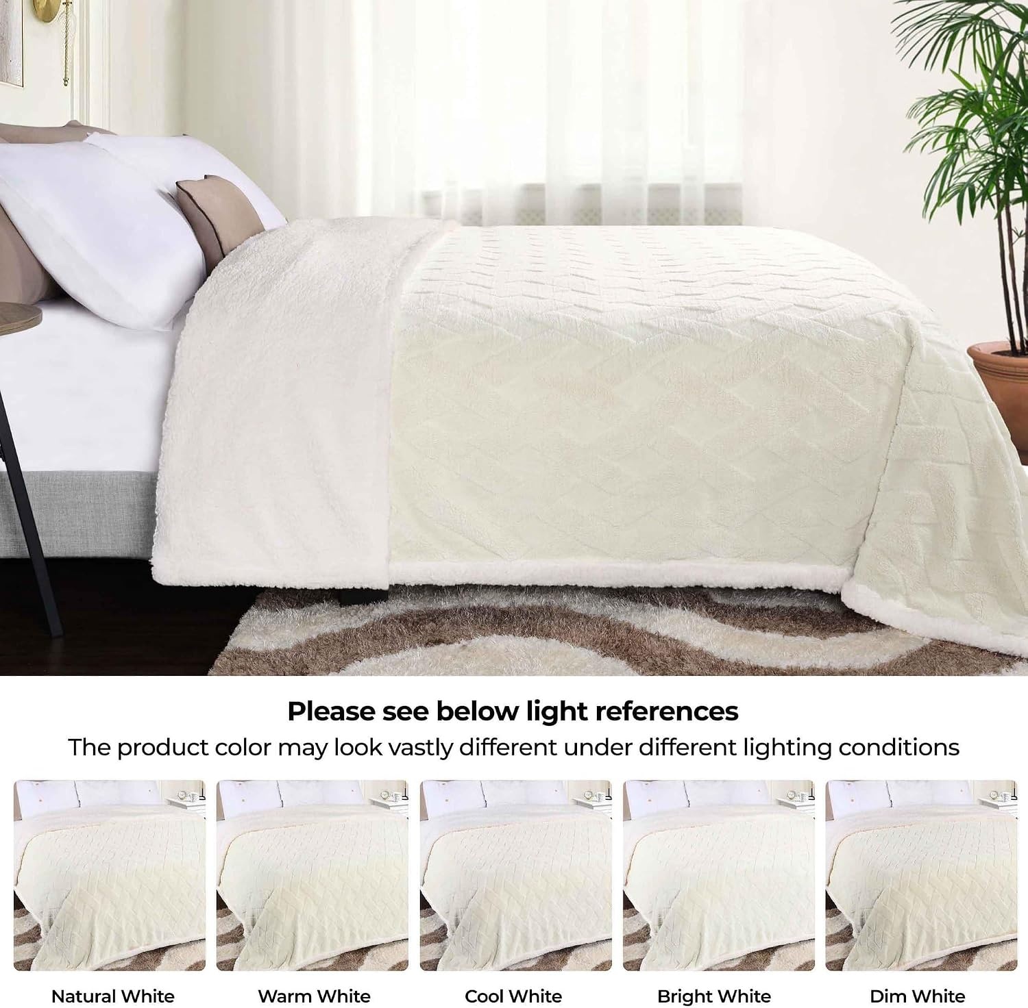 image:imageSUPERIOR Fleece Reversible Lattice Blanket Decorative Blankets for Bedroom Sofa Fuzzy Plush Fluffy Soft Cute Room Decor Beautiful Cover Comfort Essentials Nuuk Collection FullQueen RustIvory