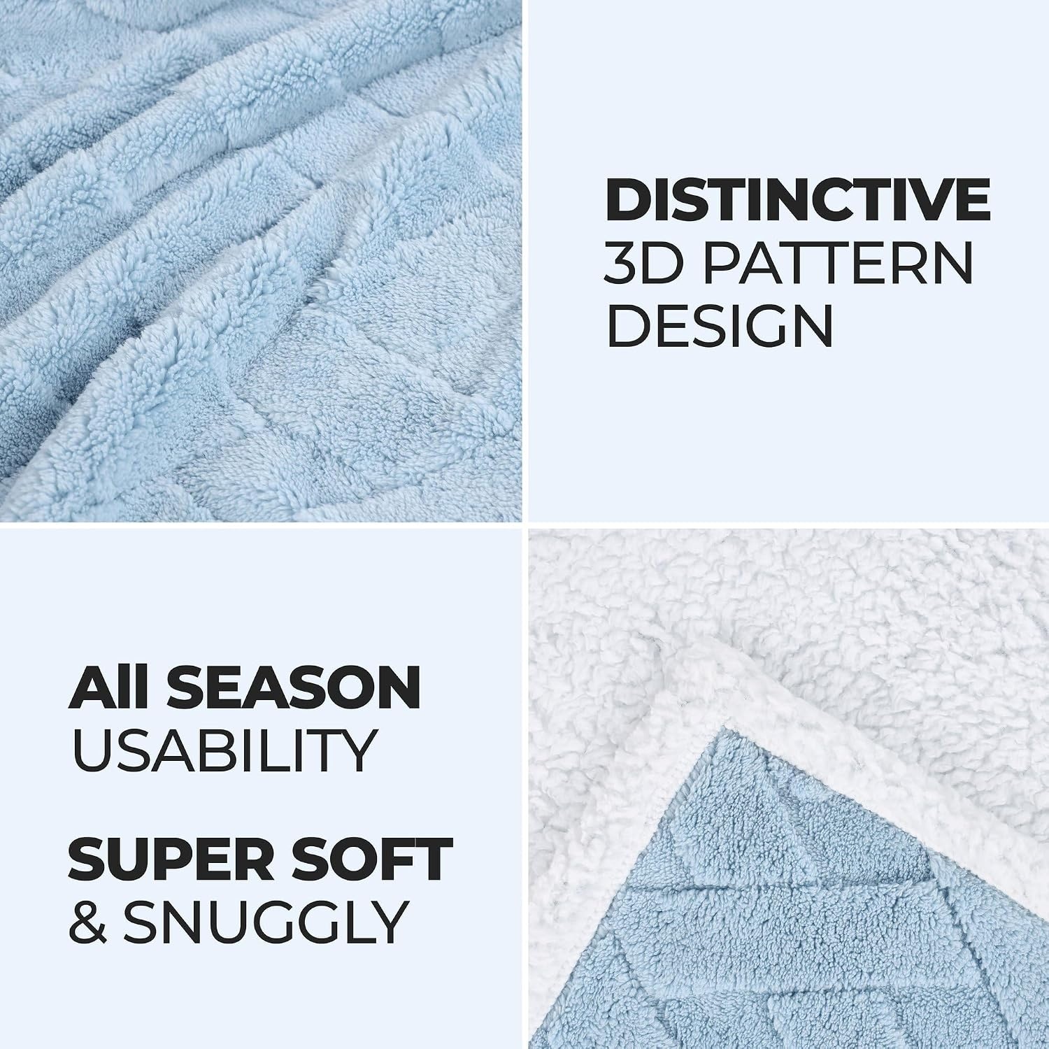 image:imageSUPERIOR Fleece Reversible Lattice Blanket Decorative Blankets for Bedroom Sofa Fuzzy Plush Fluffy Soft Cute Room Decor Beautiful Cover Comfort Essentials Nuuk Collection FullQueen RustLight Blue