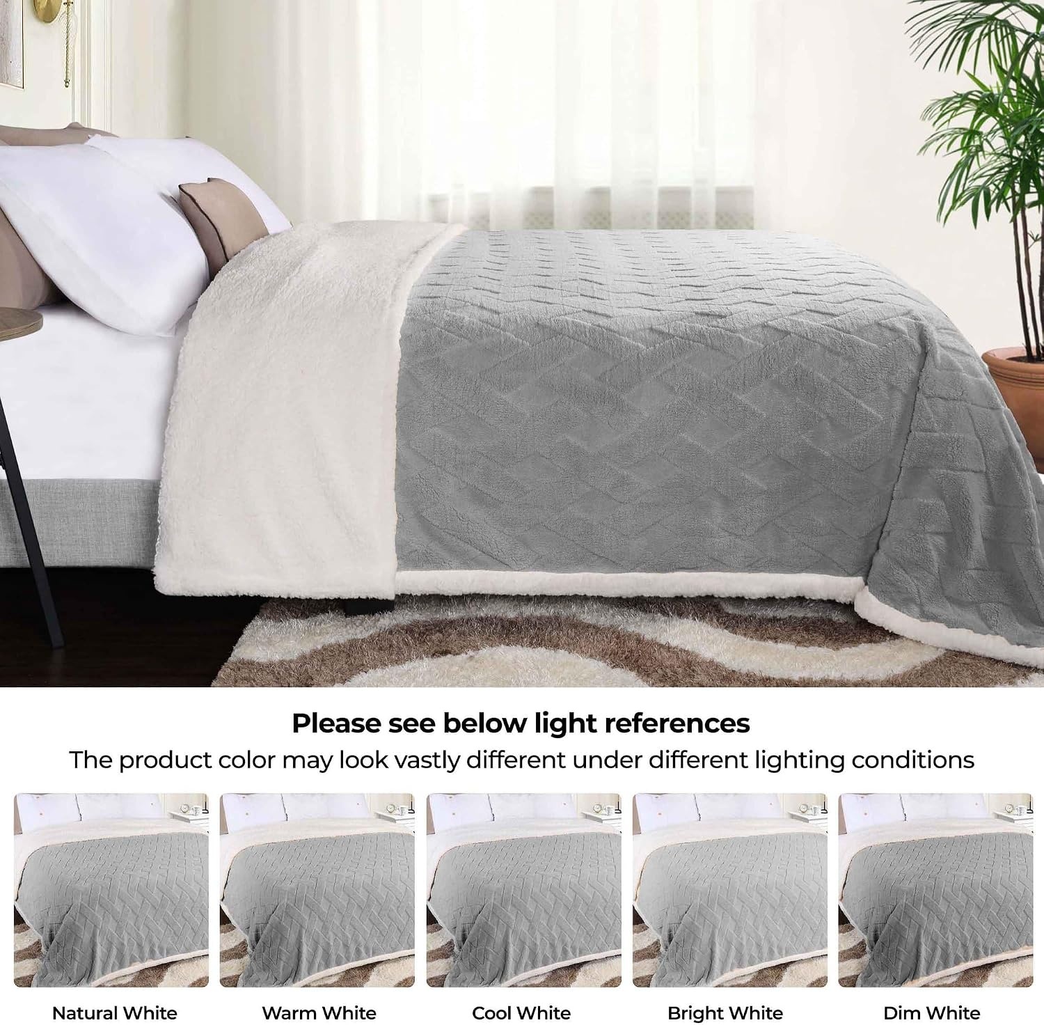 image:imageSUPERIOR Fleece Reversible Lattice Blanket Decorative Blankets for Bedroom Sofa Fuzzy Plush Fluffy Soft Cute Room Decor Beautiful Cover Comfort Essentials Nuuk Collection FullQueen RustPlatinum