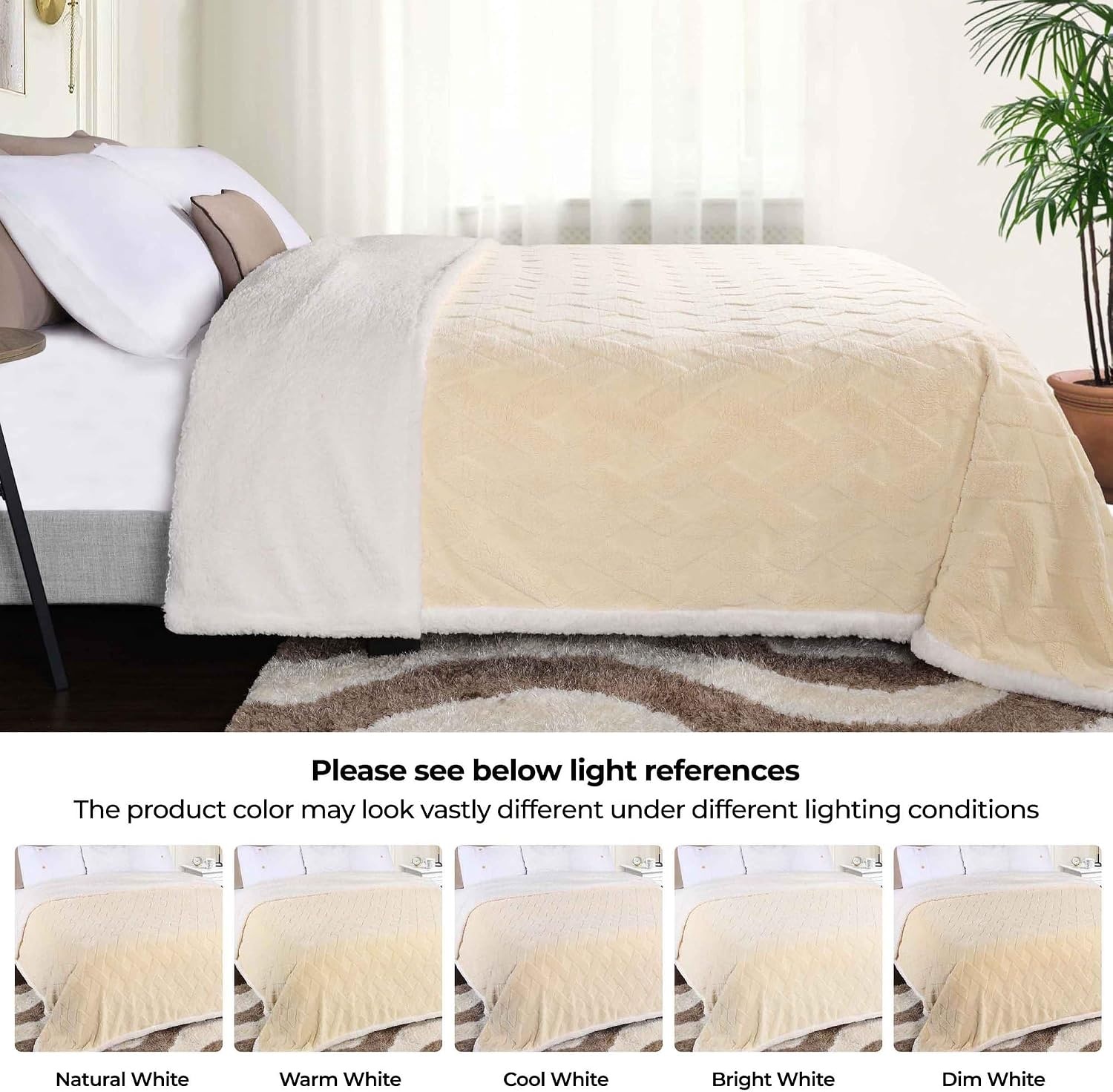 image:imageSUPERIOR Fleece Reversible Lattice Blanket Decorative Blankets for Bedroom Sofa Fuzzy Plush Fluffy Soft Cute Room Decor Beautiful Cover Comfort Essentials Nuuk Collection FullQueen RustCream