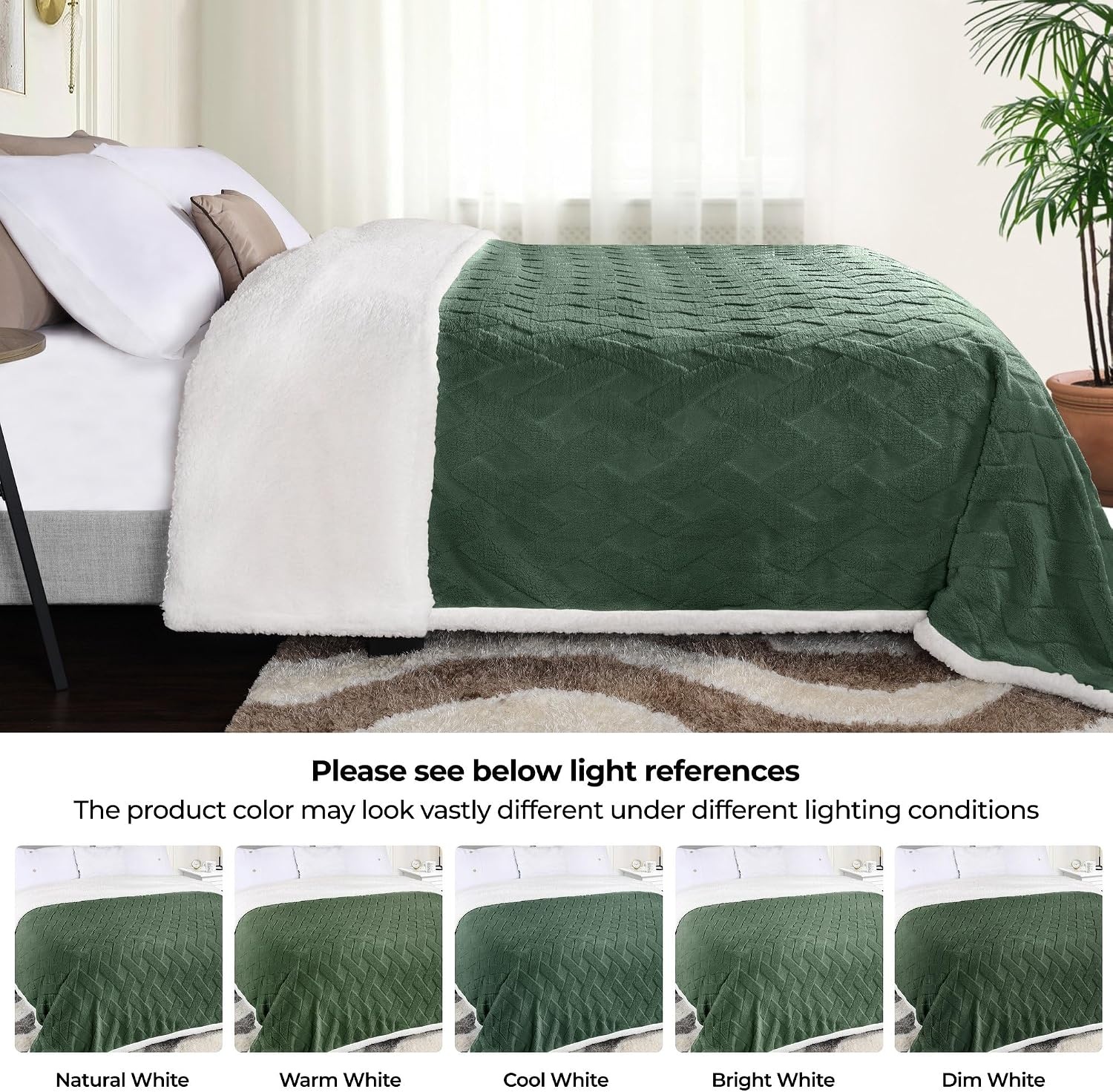 image:imageSUPERIOR Fleece Reversible Lattice Blanket Decorative Blankets for Bedroom Sofa Fuzzy Plush Fluffy Soft Cute Room Decor Beautiful Cover Comfort Essentials Nuuk Collection FullQueen RustGreen