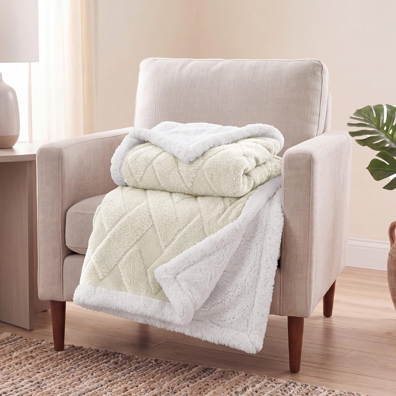 image:imageSUPERIOR Fleece Reversible Lattice Blanket Decorative Blankets for Bedroom Sofa Fuzzy Plush Fluffy Soft Cute Room Decor Beautiful Cover Comfort Essentials Nuuk Collection FullQueen RustIvory