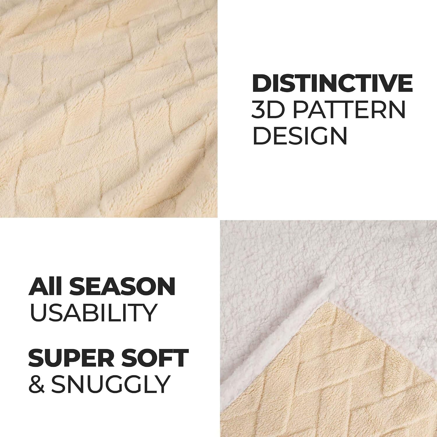 image:imageSUPERIOR Fleece Reversible Lattice Blanket Decorative Blankets for Bedroom Sofa Fuzzy Plush Fluffy Soft Cute Room Decor Beautiful Cover Comfort Essentials Nuuk Collection FullQueen RustCream