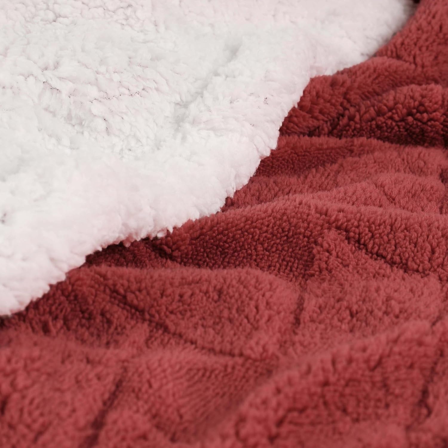 image:imageSUPERIOR Fleece Reversible Lattice Blanket Decorative Blankets for Bedroom Sofa Fuzzy Plush Fluffy Soft Cute Room Decor Beautiful Cover Comfort Essentials Nuuk Collection FullQueen RustPoppy Red