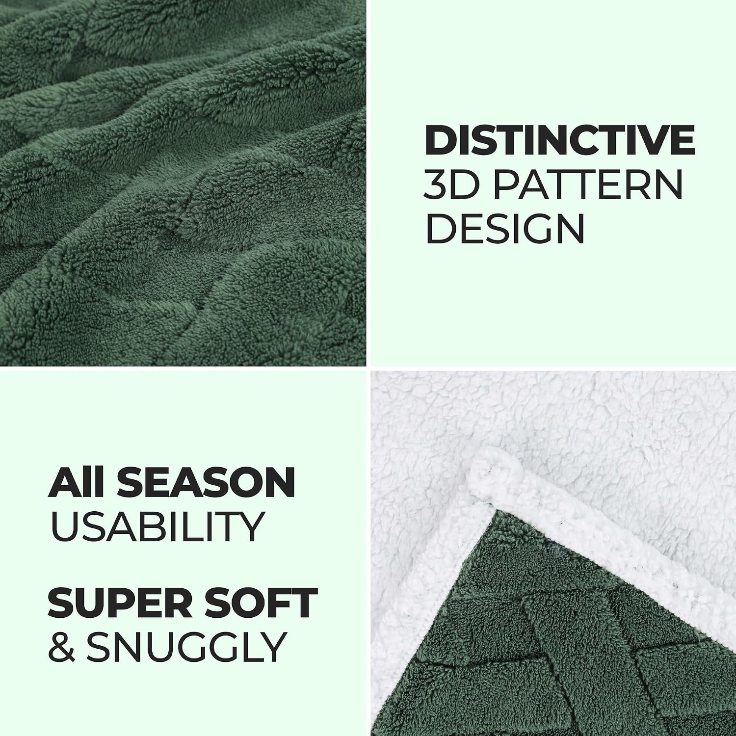 image:imageSUPERIOR Fleece Reversible Lattice Blanket Decorative Blankets for Bedroom Sofa Fuzzy Plush Fluffy Soft Cute Room Decor Beautiful Cover Comfort Essentials Nuuk Collection FullQueen RustGreen