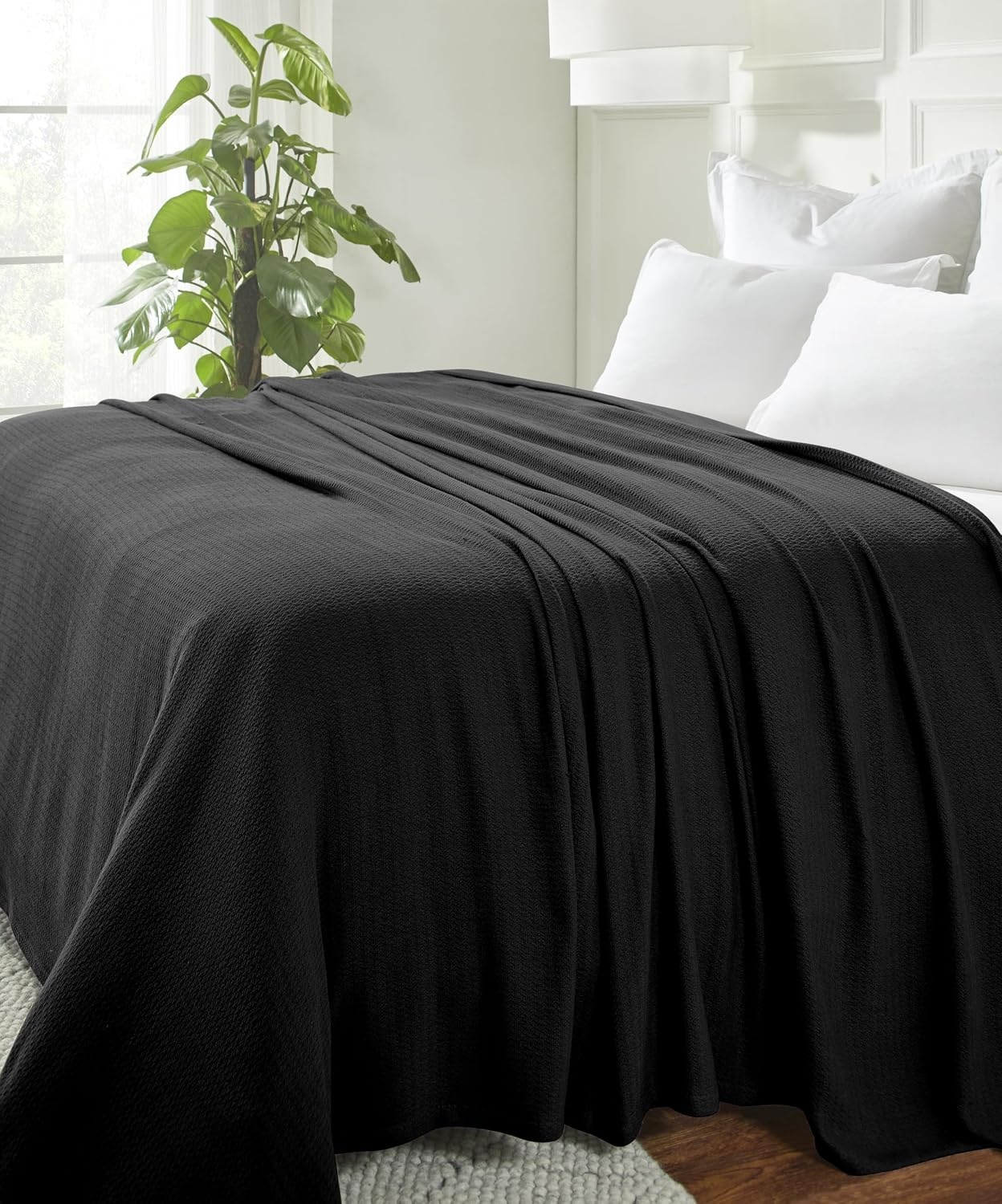 image:imageSuperior Cotton Blanket Lightweight Soft Breathable Comfy Bedding FullQueen TurquoiseBlack Z