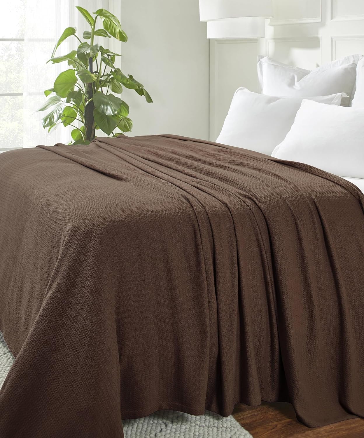 image:imageSuperior Cotton Blanket Lightweight Soft Breathable Comfy Bedding FullQueen TurquoiseChocolate Z
