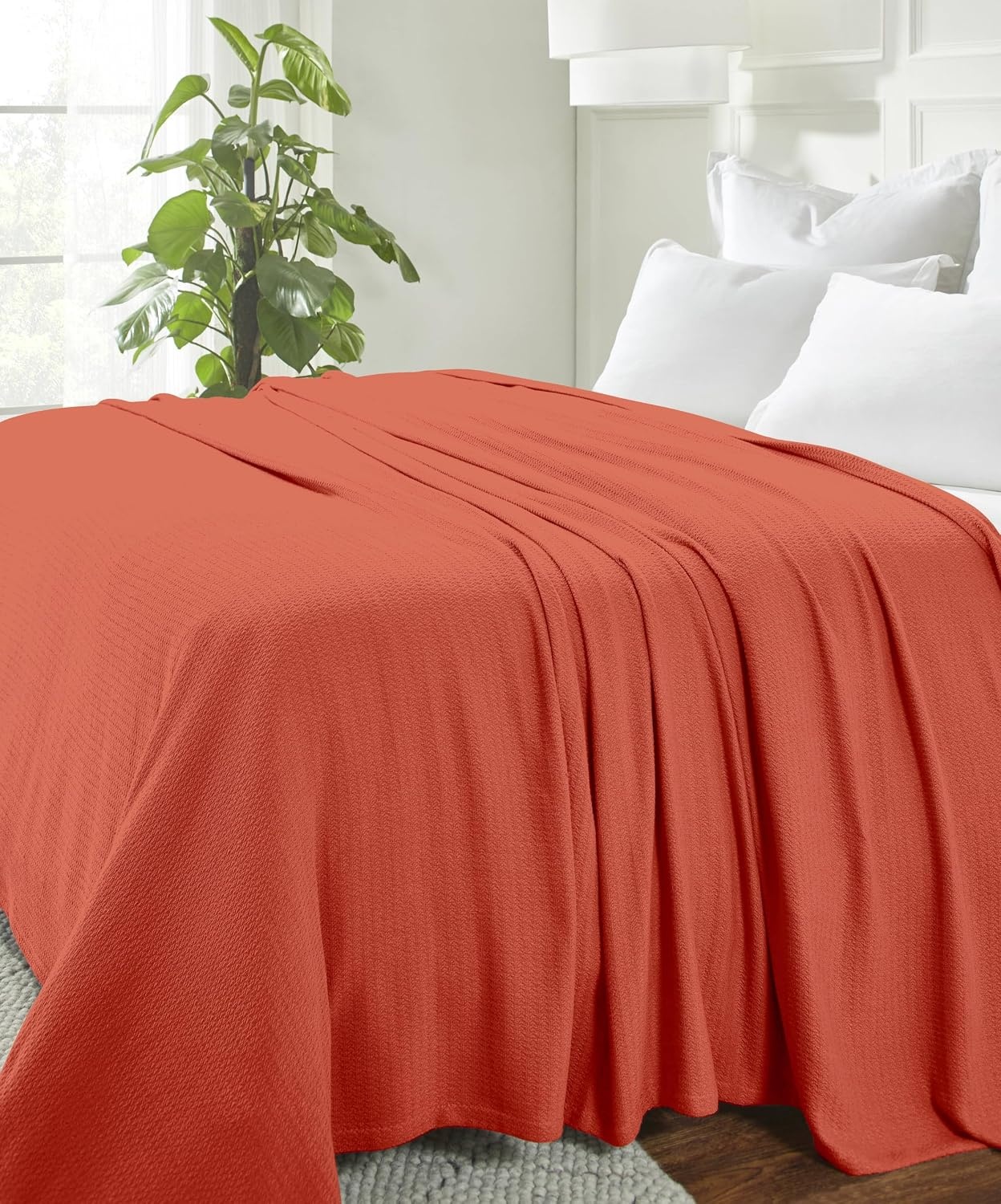 image:imageSuperior Cotton Blanket Lightweight Soft Breathable Comfy Bedding FullQueen TurquoiseCoral Z