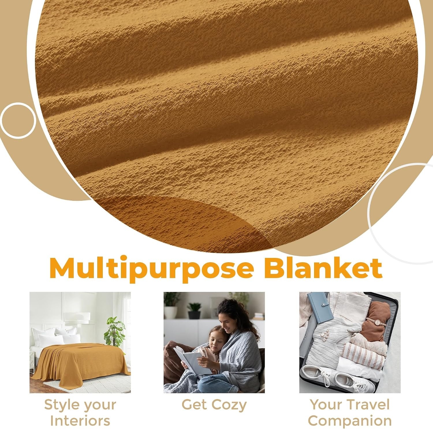 image:imageSuperior Cotton Blanket Lightweight Soft Breathable Comfy Bedding FullQueen TurquoiseSahara Z
