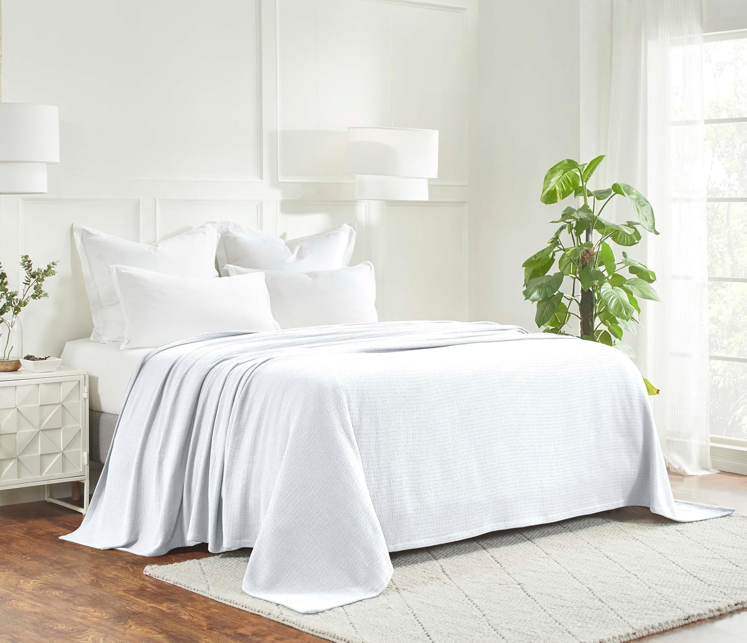 image:imageSuperior Cotton Blanket Lightweight Soft Breathable Comfy Bedding FullQueen TurquoiseWhite Z