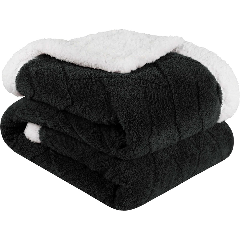 image:imageSUPERIOR Fleece Reversible Lattice Blanket Decorative Blankets for Bedroom Sofa Fuzzy Plush Fluffy Soft Cute Room Decor Beautiful Cover Comfort Essentials Nuuk Collection FullQueen RustBlack