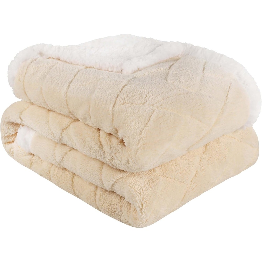 image:imageSUPERIOR Fleece Reversible Lattice Blanket Decorative Blankets for Bedroom Sofa Fuzzy Plush Fluffy Soft Cute Room Decor Beautiful Cover Comfort Essentials Nuuk Collection FullQueen RustCream