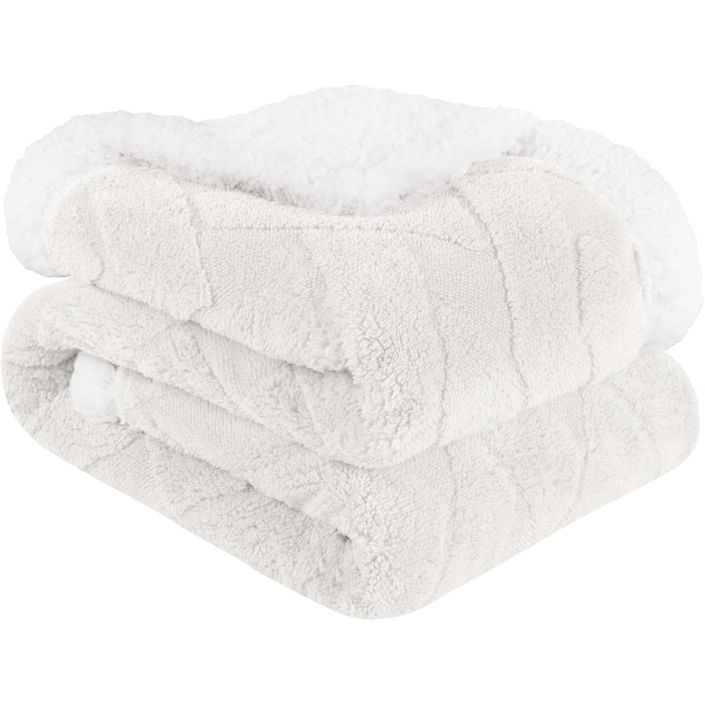 image:imageSUPERIOR Fleece Reversible Lattice Blanket Decorative Blankets for Bedroom Sofa Fuzzy Plush Fluffy Soft Cute Room Decor Beautiful Cover Comfort Essentials Nuuk Collection FullQueen RustWhite