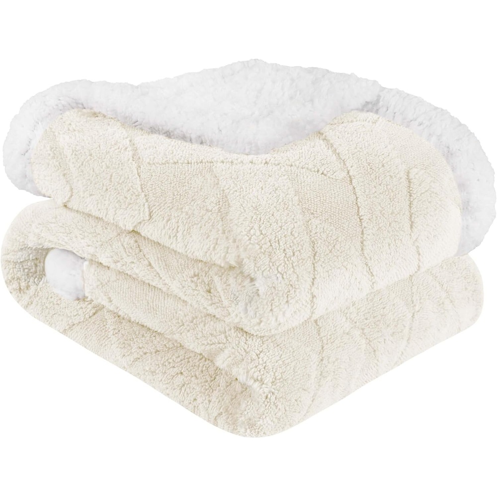 image:imageSUPERIOR Fleece Reversible Lattice Blanket Decorative Blankets for Bedroom Sofa Fuzzy Plush Fluffy Soft Cute Room Decor Beautiful Cover Comfort Essentials Nuuk Collection FullQueen RustIvory
