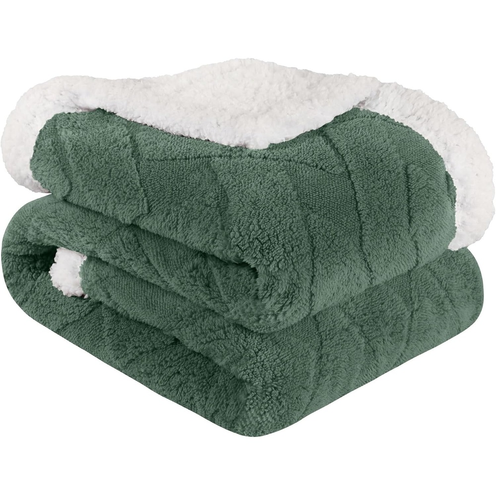 image:imageSUPERIOR Fleece Reversible Lattice Blanket Decorative Blankets for Bedroom Sofa Fuzzy Plush Fluffy Soft Cute Room Decor Beautiful Cover Comfort Essentials Nuuk Collection FullQueen RustGreen