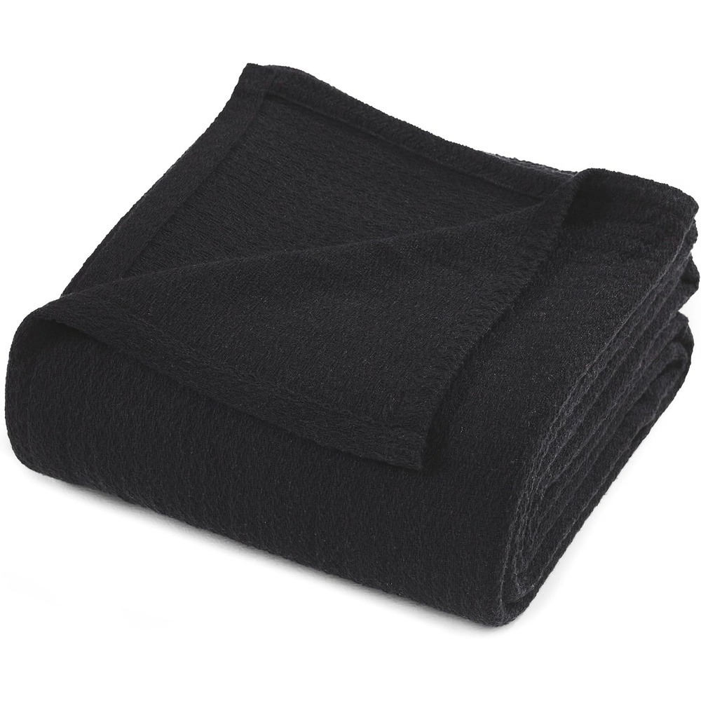 image:imageSuperior Cotton Blanket Lightweight Soft Breathable Comfy Bedding FullQueen TurquoiseBlack Z