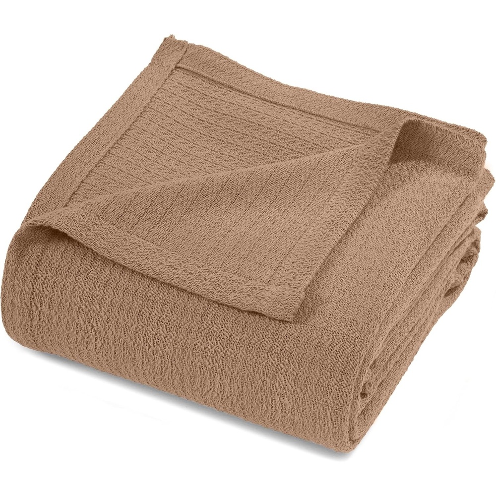 image:imageSuperior Cotton Blanket Lightweight Soft Breathable Comfy Bedding FullQueen TurquoiseCamel Z