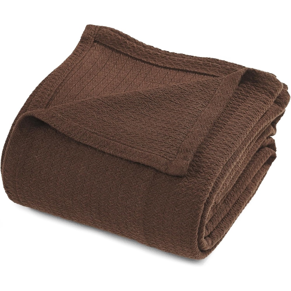 image:imageSuperior Cotton Blanket Lightweight Soft Breathable Comfy Bedding FullQueen TurquoiseChocolate Z