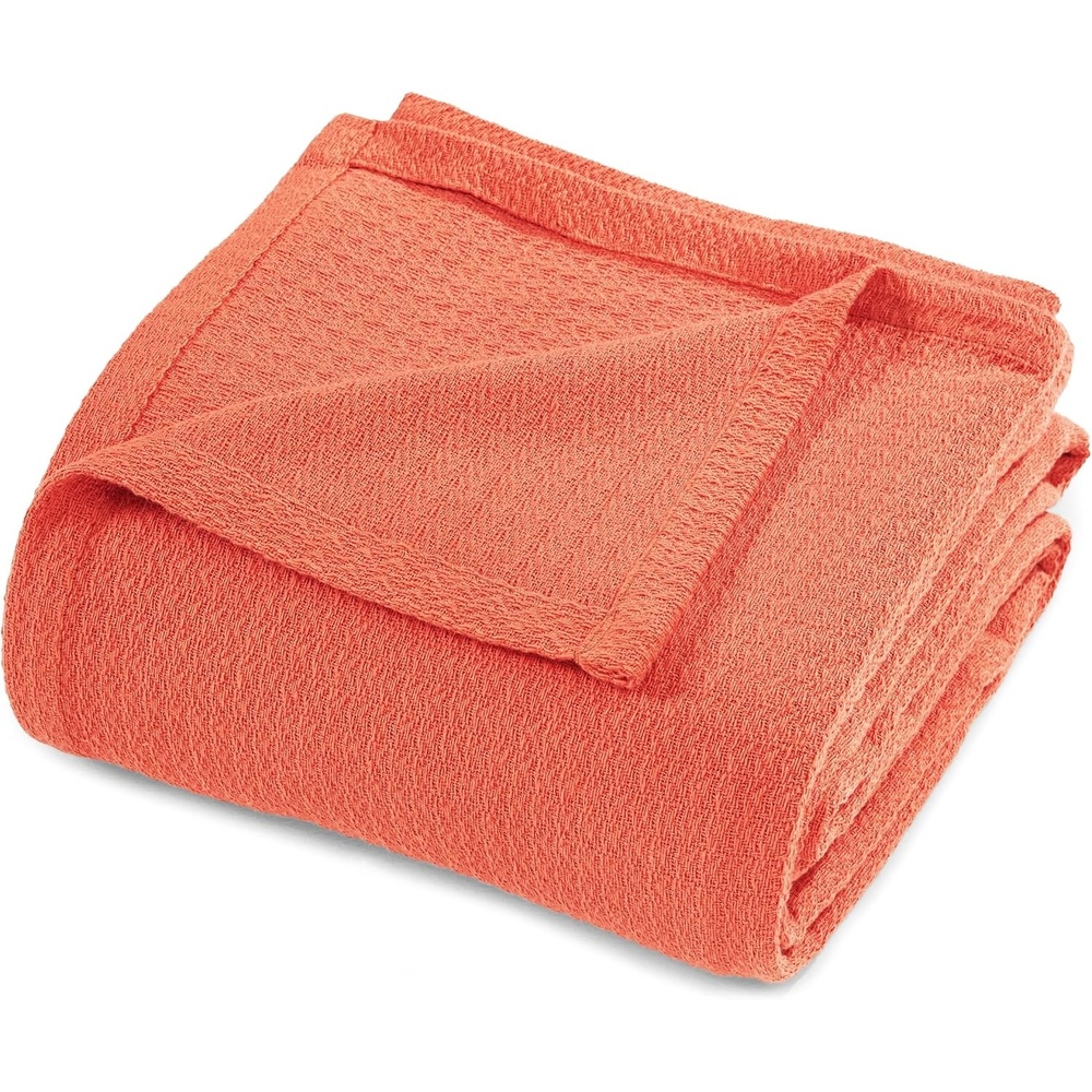 image:imageSuperior Cotton Blanket Lightweight Soft Breathable Comfy Bedding FullQueen TurquoiseCoral Z