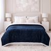 SUPERIOR Fleece Reversible Lattice Blanket, Decorative Blankets for Bedroom, Sofa, Fuzzy, Plush, Fluffy, Soft, Cute Room Decor, Beautiful Cover, Comfort Essentials, Nuuk Collection, Full/Queen, Rust(Navy Blue)