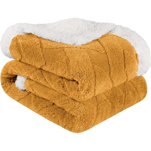 SUPERIOR Fleece Reversible Lattice Blanket, Decorative Blankets for Bedroom, Sofa, Fuzzy, Plush, Fluffy, Soft, Cute Room Decor, Beautiful Cover, Comfort Essentials, Nuuk Collection, Full/Queen, Rust(Gold)