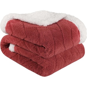 SUPERIOR Fleece Reversible Lattice Blanket, Decorative Blankets for Bedroom, Sofa, Fuzzy, Plush, Fluffy, Soft, Cute Room Decor, Beautiful Cover, Comfort Essentials, Nuuk Collection, Full/Queen, Rust(Poppy Red)