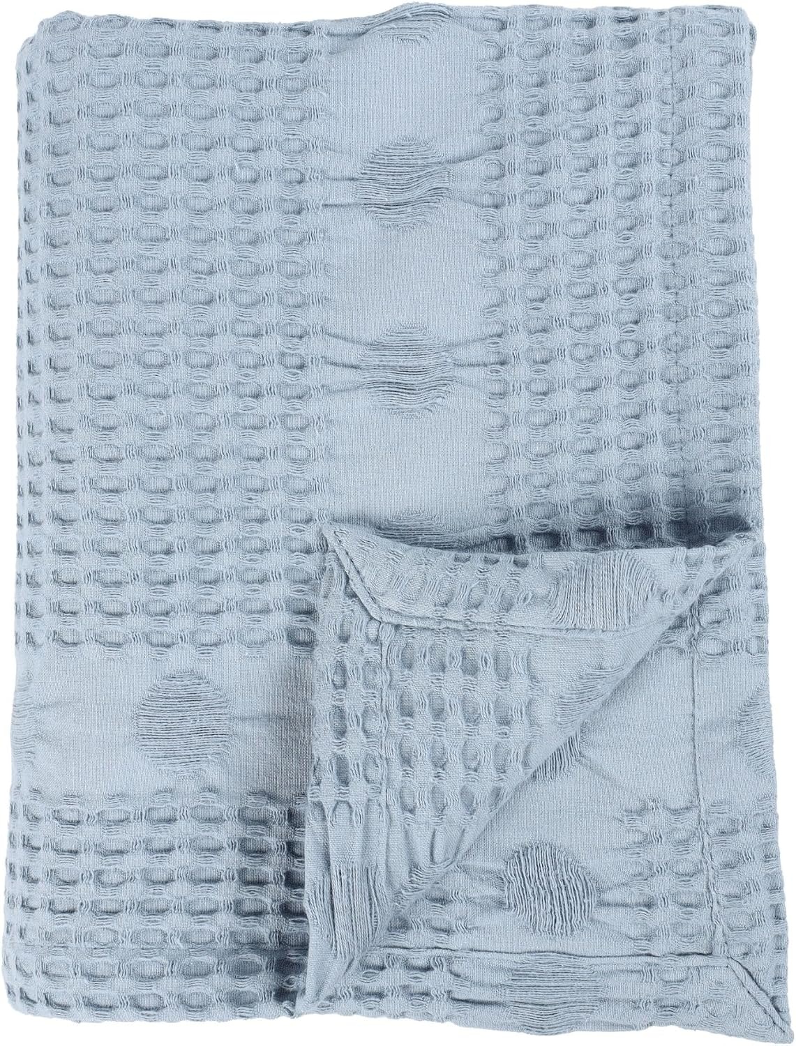 image:imageSUPERIOR Waffle Weave Cotton Blanket Comfy Blanket for Bedroom Decor Picnic Beach Traveling Bedding Essentials Bed Cover Couch Lounging Geometric Design Mai Collection Throw PlatinumLight Blue