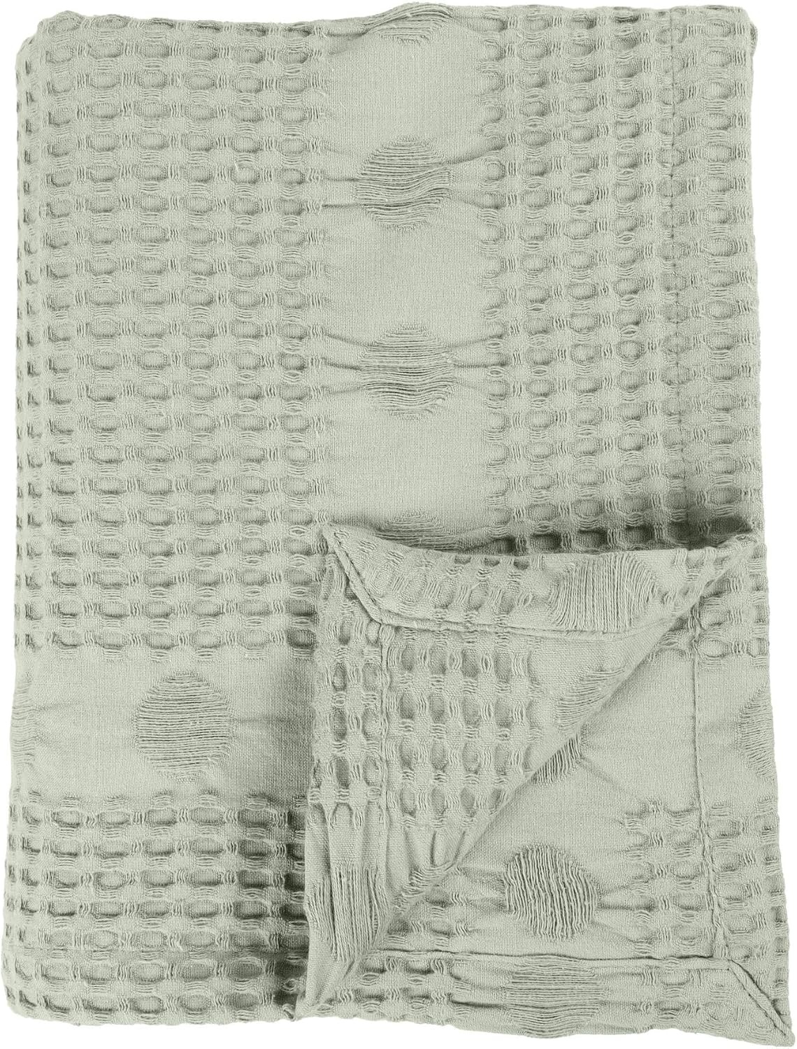 image:imageSUPERIOR Waffle Weave Cotton Blanket Comfy Blanket for Bedroom Decor Picnic Beach Traveling Bedding Essentials Bed Cover Couch Lounging Geometric Design Mai Collection Throw PlatinumSage