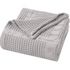 SUPERIOR Waffle Weave Cotton Blanket, Comfy Blanket for Bedroom Decor, Picnic, Beach, Traveling, Bedding Essentials, Bed Cover, Couch, Lounging, Geometric Design, Mai Collection, Throw, Platinum(Platinum)