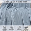 SUPERIOR Waffle Weave Cotton Blanket, Comfy Blanket for Bedroom Decor, Picnic, Beach, Traveling, Bedding Essentials, Bed Cover, Couch, Lounging, Geometric Design, Mai Collection, Throw, Platinum(Light Blue)