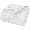 SUPERIOR Waffle Weave Cotton Blanket, Comfy Blanket for Bedroom Decor, Picnic, Beach, Traveling, Bedding Essentials, Bed Cover, Couch, Lounging, Geometric Design, Mai Collection, Throw, Platinum(White)