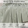 SUPERIOR Waffle Weave Cotton Blanket, Comfy Blanket for Bedroom Decor, Picnic, Beach, Traveling, Bedding Essentials, Bed Cover, Couch, Lounging, Geometric Design, Mai Collection, Throw, Platinum(Sage)