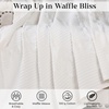 SUPERIOR Waffle Weave Cotton Blanket, Comfy Blanket for Bedroom Decor, Picnic, Beach, Traveling, Bedding Essentials, Bed Cover, Couch, Lounging, Geometric Design, Mai Collection, Throw, Platinum(White)